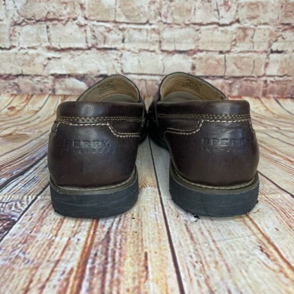 Sperry Topsiders Men's Brown Leather Slip On Loafers Sz 10.5 - Picture 5 of 8